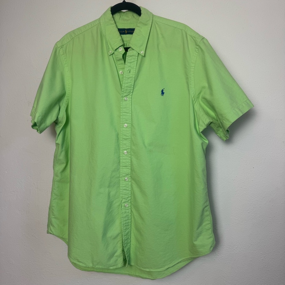 Ralph Lauren Men's Lime Slime Green Short Sleeve button Front Shirt
